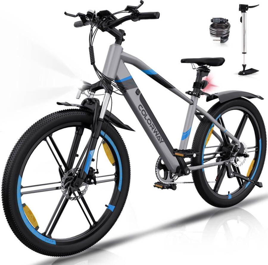 Colorway Elektrische Fiets BK7S 26Inch Mountain EBike met Afneembare 36V 12Ah Lithium Batterij City Commuter E-Bike met 250W Motor 7 Versnellingen IP54 Waterdicht