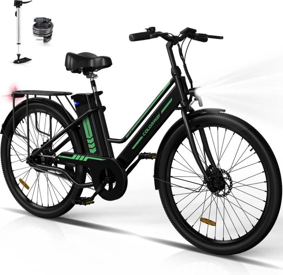 Colorway Elektrische Fiets BK8S 26 Inch City Commuter EBike met Afneembare 36V 12Ah Lithium Batterij E-Bike met 250W Motor Damesfiets IP54 Waterdicht