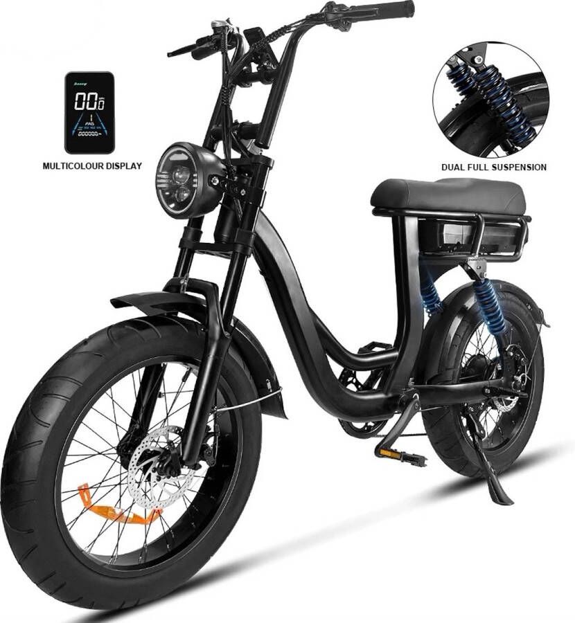 Comfort Inz EB8 Fatbike E Bike Elektrische Fiets 250W 18.5 Ah Hydraulische Remmen -Inc. Alarm Zwart