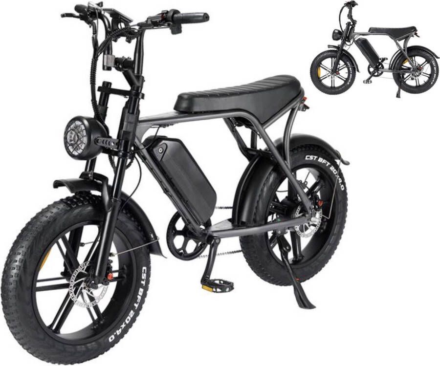Comfort Inz V8 5.0- Fatbike Elektrische Fiets E Bike Hydraulische Remmen Model 15 Ah Accu 250W Donker Grijs