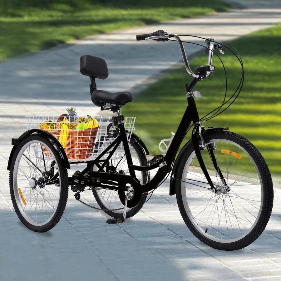 Corenia Driewieler – Driewiel Fiets – Driwieler – Driewielfiets – 7 Versnellingen – Stalen Frame – Inklapbaar Frame Zwart