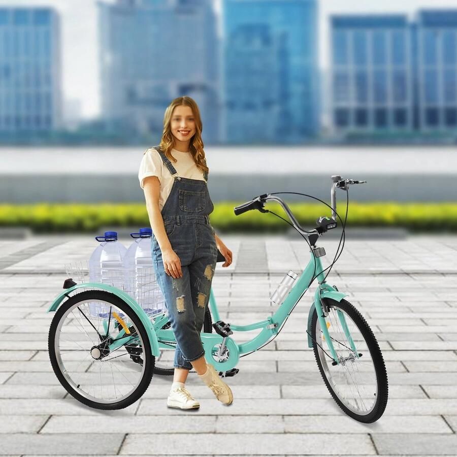 Corenia Driewieler Voor Volwassenen – Driewielerfiets – Drie Wielen – Stabiele Fiets – Stadsfiets – Hoogwaardig Koolstofstaal – 7 Versnellingen