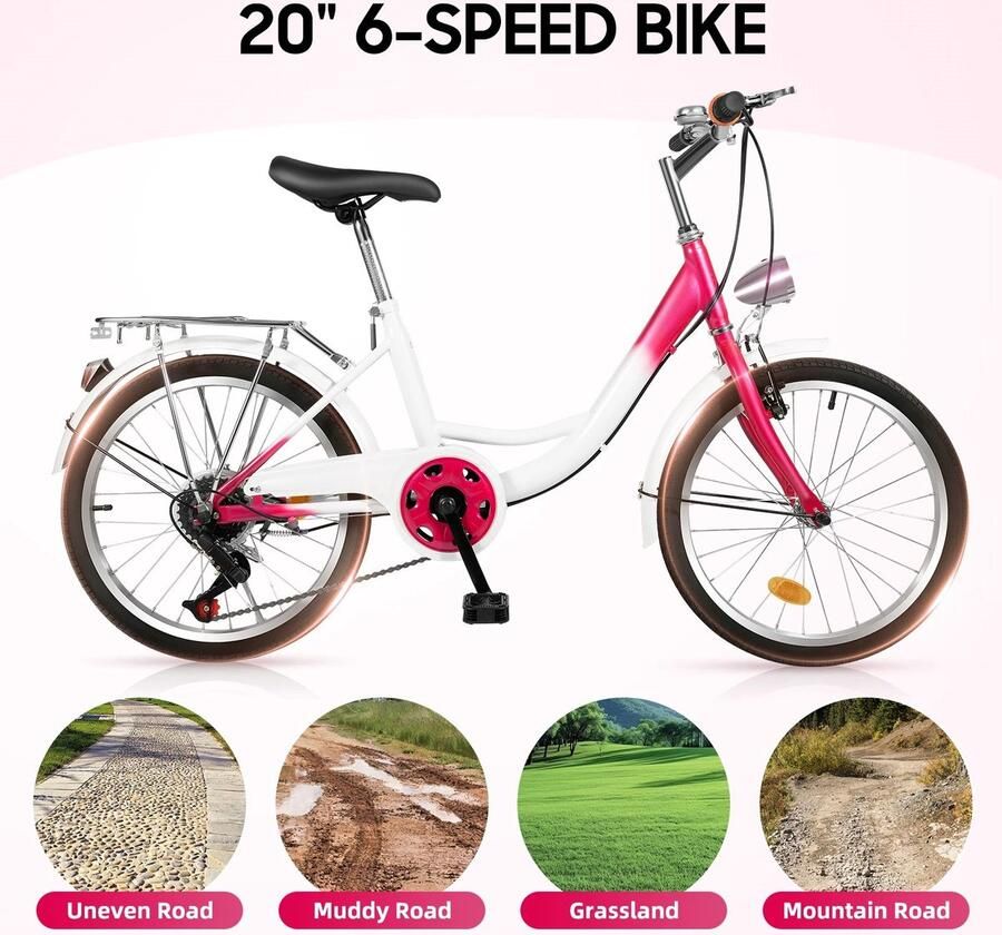 Corenia Kinderfiets – sfiets – sfiets – Fiets Voor Kinderen – 20-Inch – 6 Versnellingen – Verstelbaar Stuur En Zadel