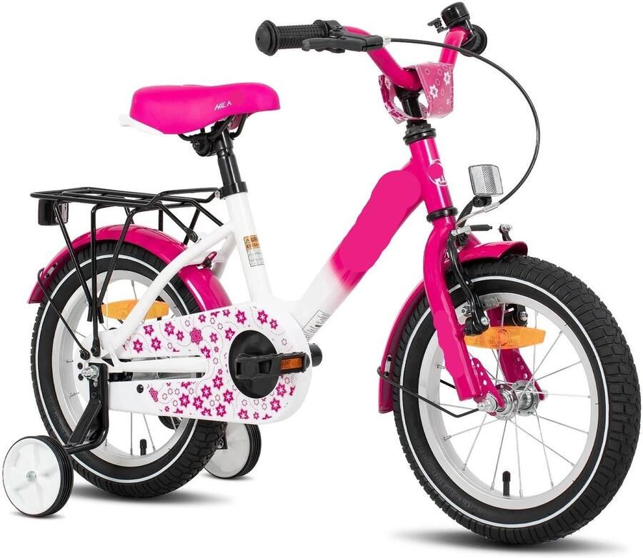 Corenia Kinderfiets Loopfiets Kleuterfiets met Zijwielen Inclusief Bel & Achterrek Leuke Fiets voor en van 2-7 Jaar 16inch Metaal Roze - Foto 2