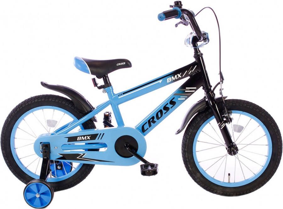 Cortego Cross Jongensfiets Blauw 16 Inch Kinderfiets 3 4 & 5 Jaar 100-115 cm Inclusief Zijwielen