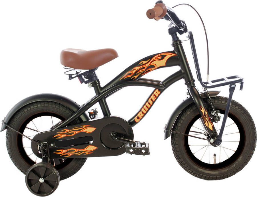 Cortego Cruiser Jongensfiets Plus Zwart 12 Inch Kinderfiets voor 2 tot 4 Jaar