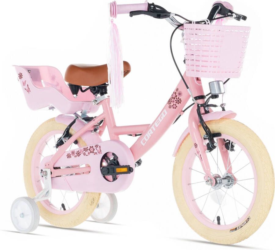 Cortego Liva Meisjesfiets Roze 12 inch Kinderfiets Inclusief Zijwielen 2 3 & 4 Jaar 80-95 cm