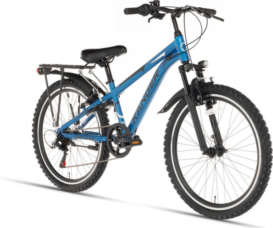 Cortego Ranger Plus Jongensfiets 24 Inch Blauw 7 Versnellingen Mountainbike Kinderfiets voor 8 9 & 10 Jaar