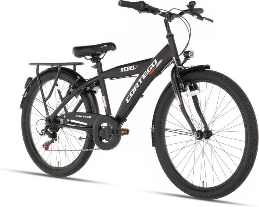 Cortego Rebel Jongensfiets 22 inch Zwart 7 Versnellingen Kinderfiets 6 tot 8 Jaar