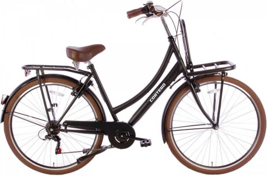 Cortego Transporter Damesfiets 28 Inch Mat-Zwart 7 Versnellingen Transportfiets Stadsfiets