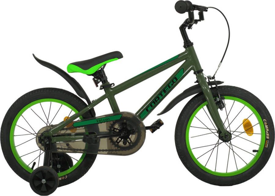 Cortego Valcon Jongensfiets Groen 14 Inch Kinderfiets 2 3 & 4 Jaar 85-100 cm Inclusief Zijwielen