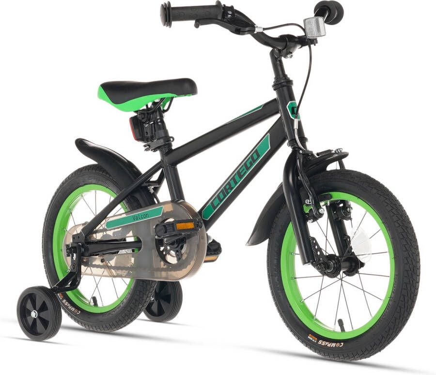 Cortego Valcon Jongensfiets Zwart 12 Inch Kinderfiets 2 3 & 4 Jaar 80-95 cm Inclusief Zijwielen