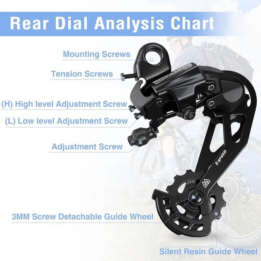 Cosensi 6 7 8 9 speed fiets achterderailleur geschikt voor mountainbike stadsfiets en racefiets met hoge kwaliteit en prestaties - Foto 2