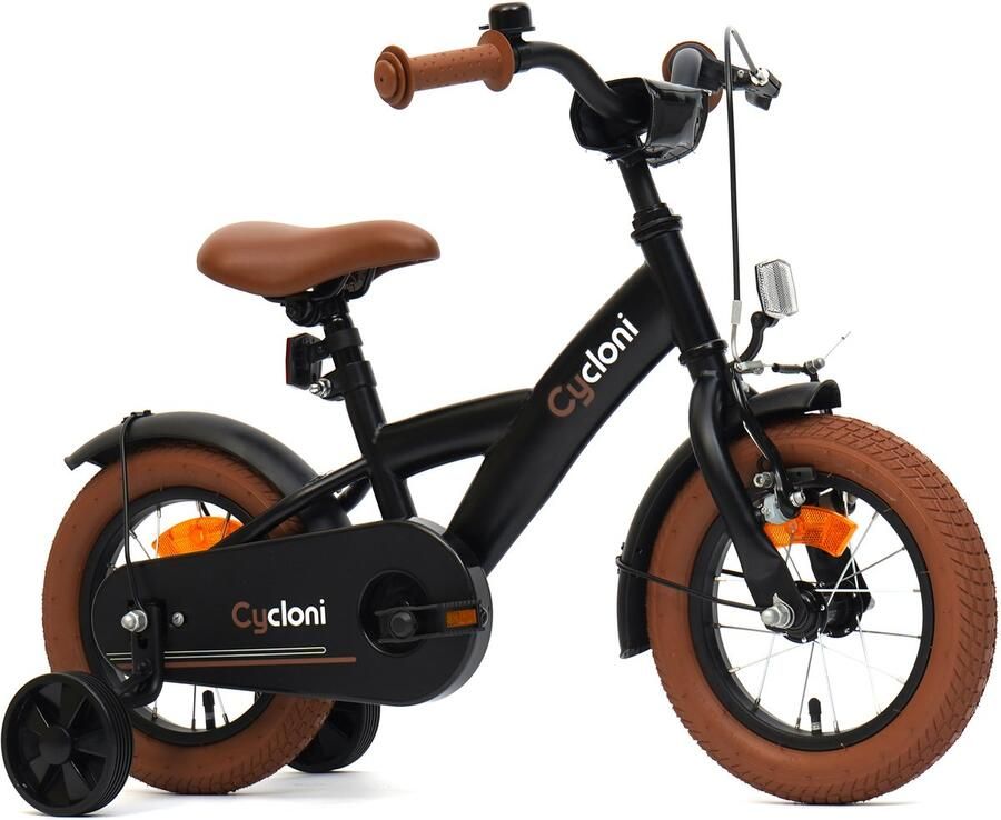 Cycloni Kinderfiets 12 inch Jongensfiets Zwart Met Zijwieltjes Kinderfiets 2 3 & 4 jaar
