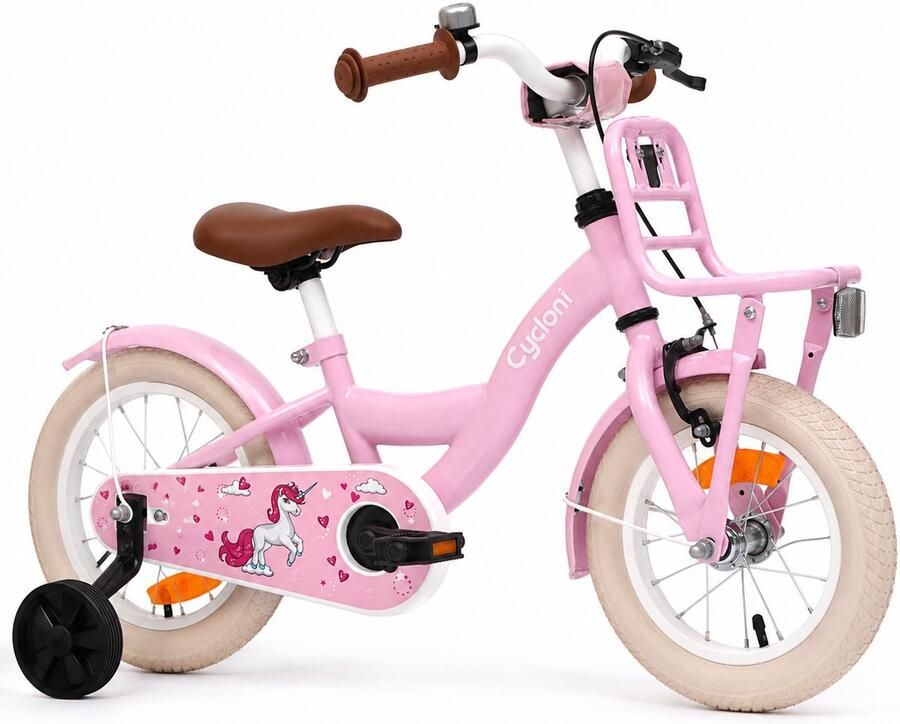 Cycloni Kinderfiets 12 inch Meisjesfiets Roze Inclusief Zijwieltjes Voor 2 3 & 4 jaar