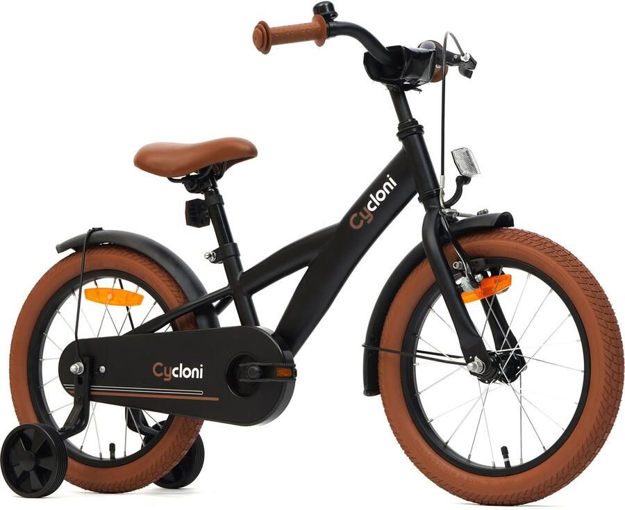 Cycloni Kinderfiets 16 inch Jongensfiets Zwart Met Zijwieltjes Kinderfiets 4 5 & 6 jaar