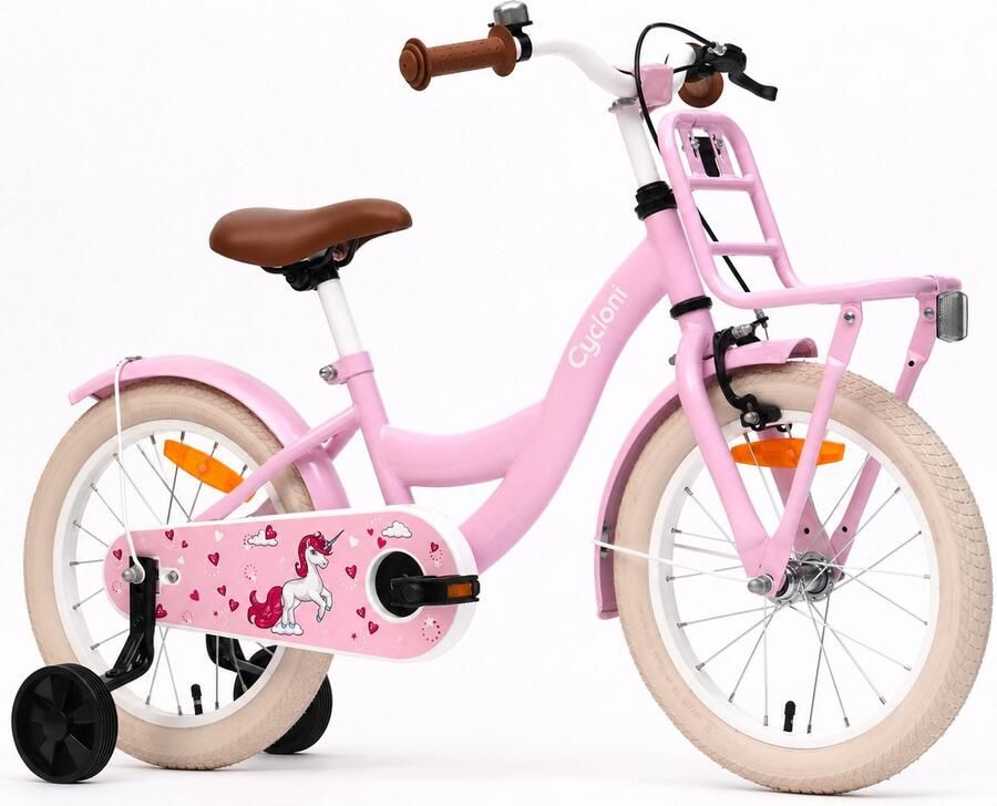 Cycloni Kinderfiets 16 inch Meisjesfiets Roze Inclusief Zijwieltjes Voor 4 5 & 6 jaar