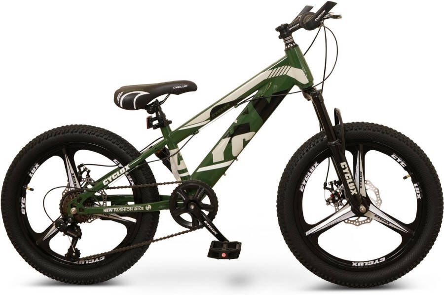 Cyclux 20 Inch Kinder Mountainbike – 7-speed Shimano – Schijfremmen – Army Green