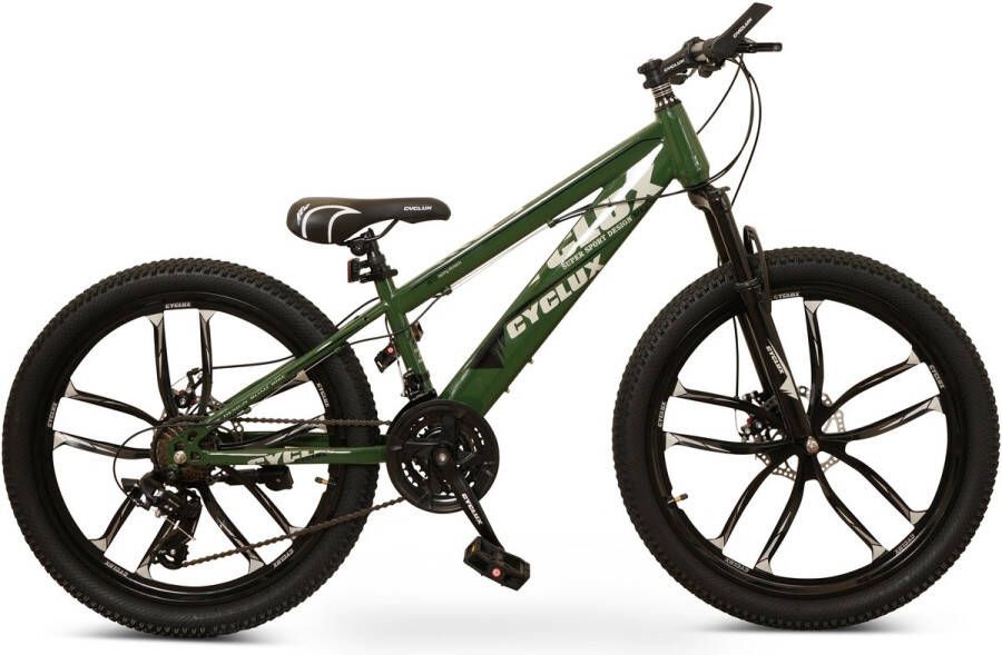 Cyclux 24 Inch Mountainbike – 21-speed Shimano – Schijfremmen – Army Green