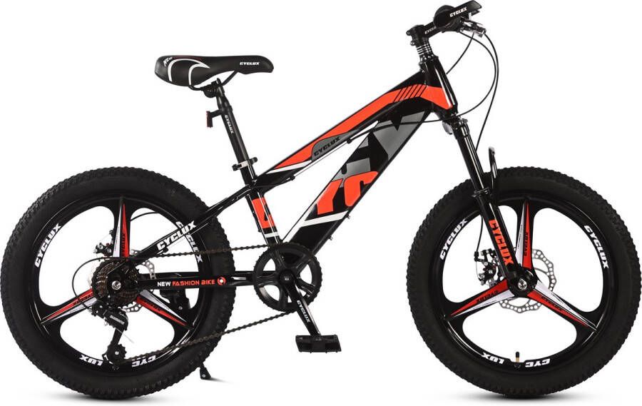 Cyclux New Fashion Bike Jongensfiets Mtb 22 Inch 7 Speed Shimano Rood