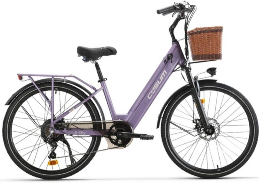 Cysum X-City Elektrische Fiets 48V 10.4Ah accu tot 100 km Actieradius 250W Achterwielmotor -Shi o 7-speed met bagagedrager & d Elektrische Stadsfiets paars - Foto 2