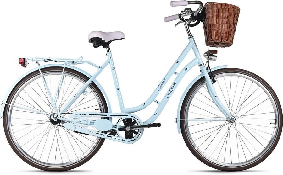 Dacapo Damesfiets 28 Classic Premium Blauw 1 Versnelling Framemaat 53 cm Met Mand