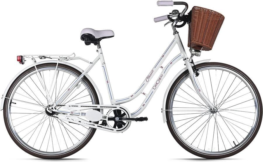 Dacapo Damesfiets 28 Classic Premium Wit 1 Versnelling Framemaat 53 cm Met Mand