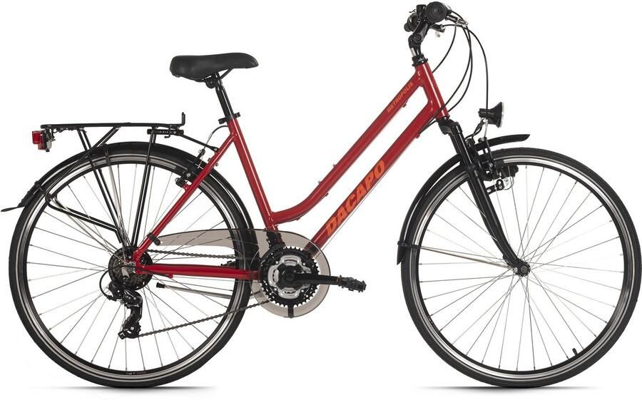Dacapo Fiets dames trekkingfiets 28'' Metropolis rood 21 versnellingen RH 48 cm 48 cm