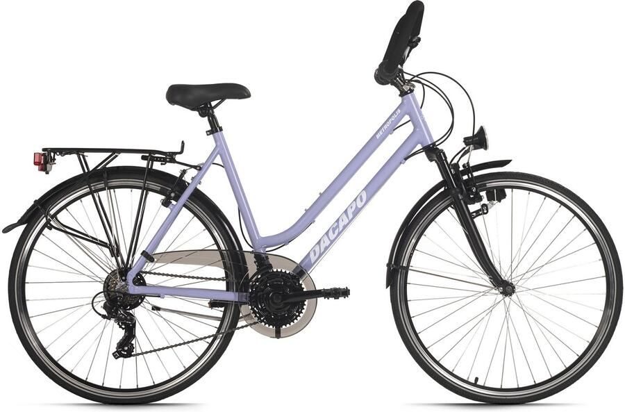 Dacapo Fiets trekkingfiets dames aluminium frame 28'' Metropolis wit RH 48 cm multi-positie stuur blauw