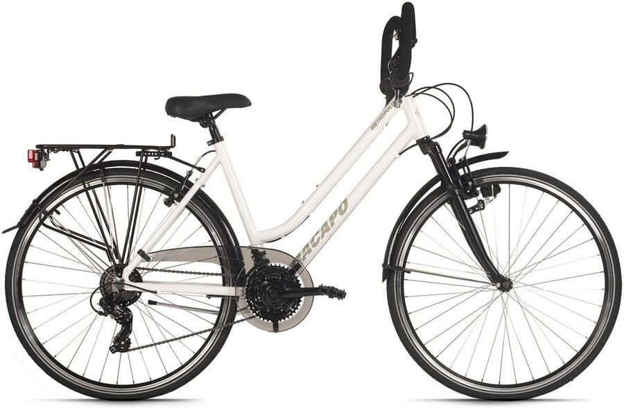Dacapo Fiets trekkingfiets dames aluminium frame 28'' Metropolis wit RH 48 cm multi-positie stuur wit