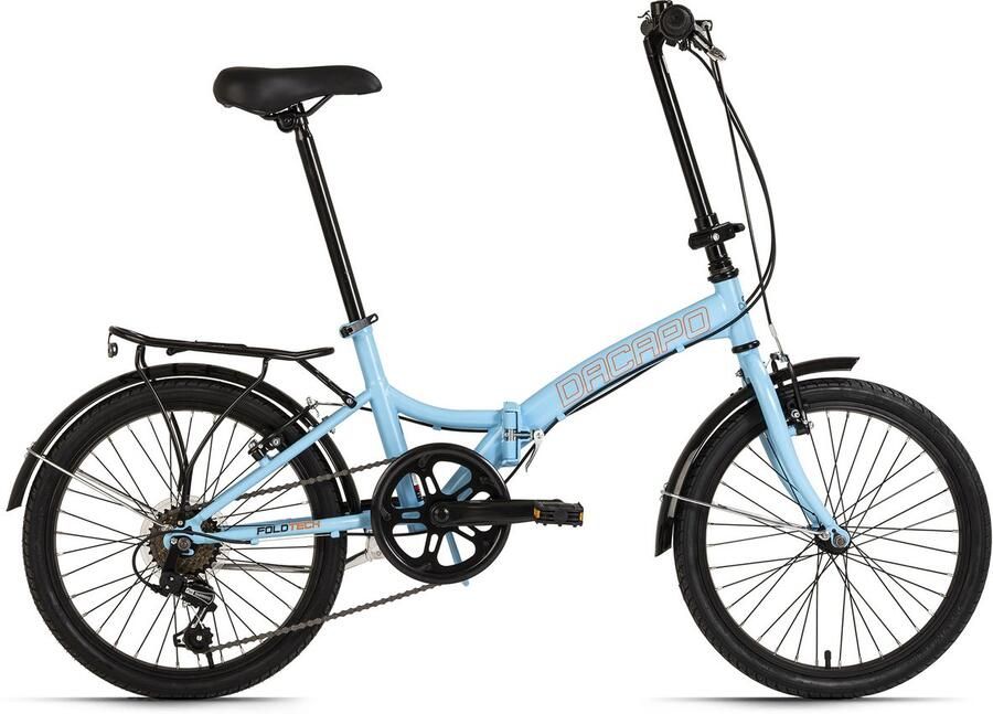 Dacapo Fiets vouwfiets 20'' Foldtech vouwfiets 6 versnellingen RH 32 cm blauw 32 cm