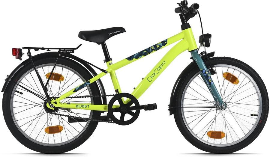 Dacapo kinderfiets 20 Bobby geel 1 versnelling FH 27 cm met verlichting – vanaf 6 jaar