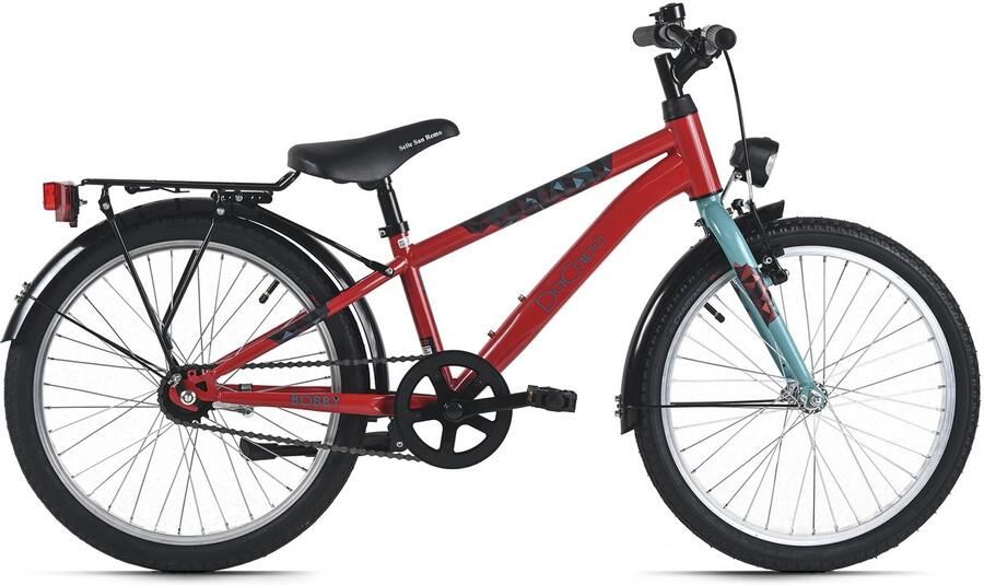 Dacapo kinderfiets 20 Bobby rood 1 versnelling FH 27 cm met verlichting – vanaf 6 jaar