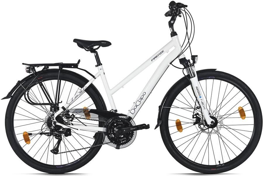 Dacapo Trekkingfiets Dames 28 Firenze 200 Wit 24 Versnellingen Framemaat 48 cm Met Mechanische Schijfremmen