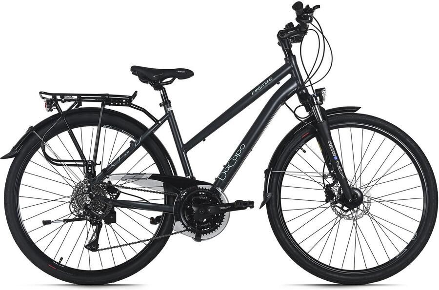 Dacapo Trekkingfiets Dames 28'' Firenze 300 Antraciet – 24 versnellingen RH 48 cm
