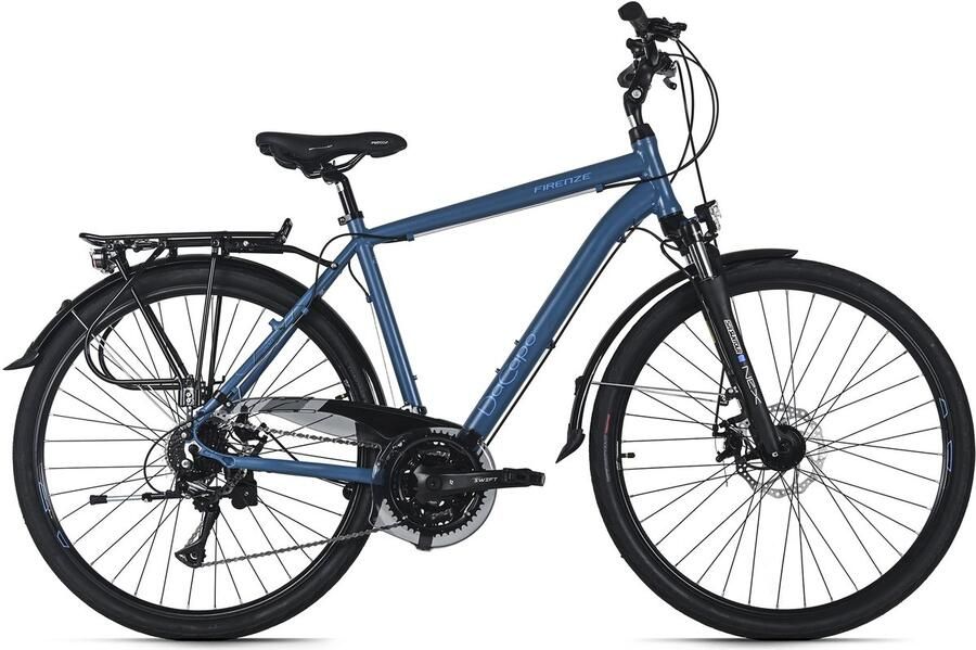 Dacapo Trekkingfiets Heren 28'' Firenze 200 Blauw – 24 versnellingen RH 53 cm mechanische schijfremmen