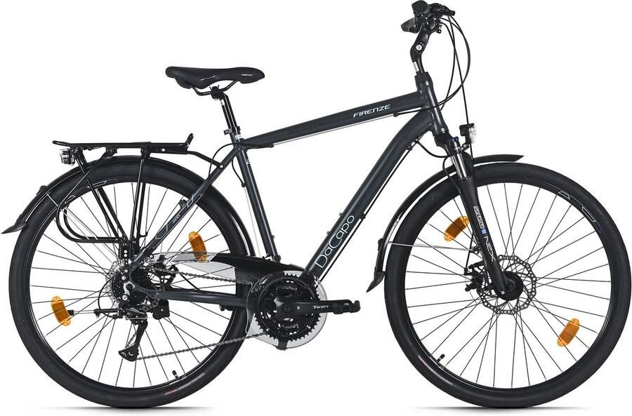 Dacapo Trekkingfiets Heren 28'' Firenze 200 Grisj – 24 versnellingen RH 53 cm mechanische schijfremmen