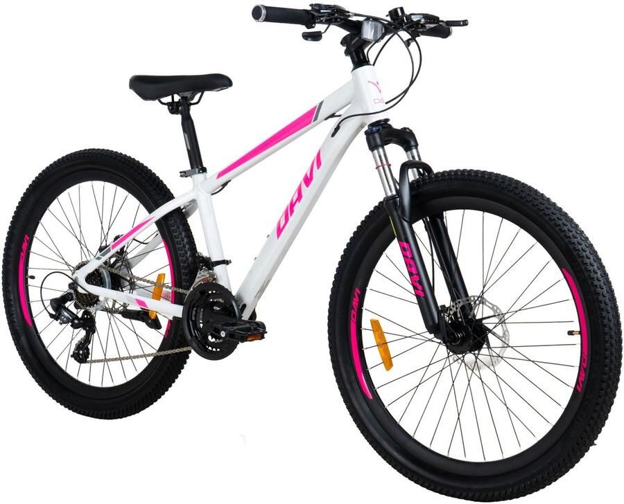 Davi Bella – Mountainbike – 26 inch – 21 versnellingen – Aluminium frame – Schijfremmen – Voorvork met vering – Shimano – Wit Roze