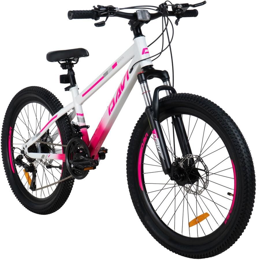 Davi Bonita – Kinderfiets – 24 inch – 21 versnellingen – Schijfremmen – 130-160 cm – Roze – Meisje