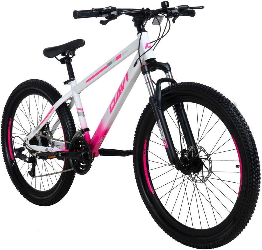 Davi Bonita – Mountainbike – 26 inch – 21 versnellingen – Schijfremmen – Voorvork met vering – Roze Wit