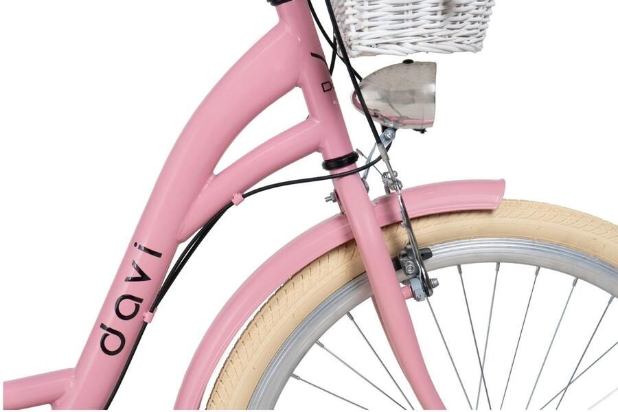 Davi Emma – Stadsfiets – 26 inch – 7 versnellingen – Shimano – V-brake – Lage instap – Roze Crème