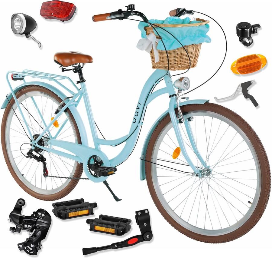 Davi Emma – Stadsfiets – 28 inch – 7 versnellingen – Shimano – V-brake – Lage instap – Blauw Bruin