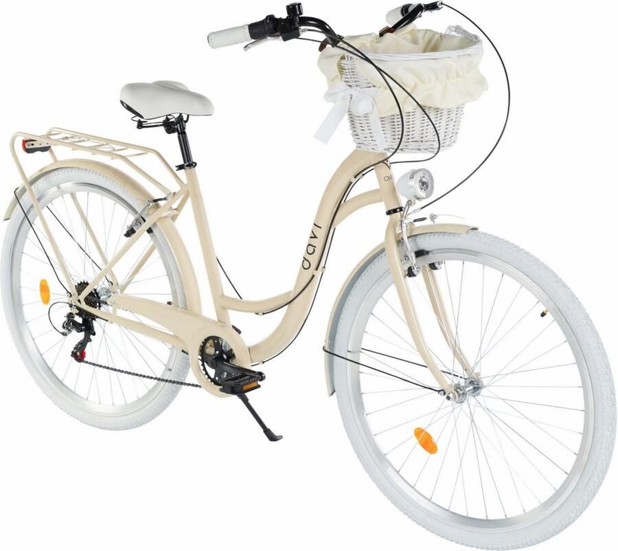 Davi Emma – Stadsfiets – 28 inch – 7 versnellingen – Shimano – V-brake – Lage instap – Bruin Wit