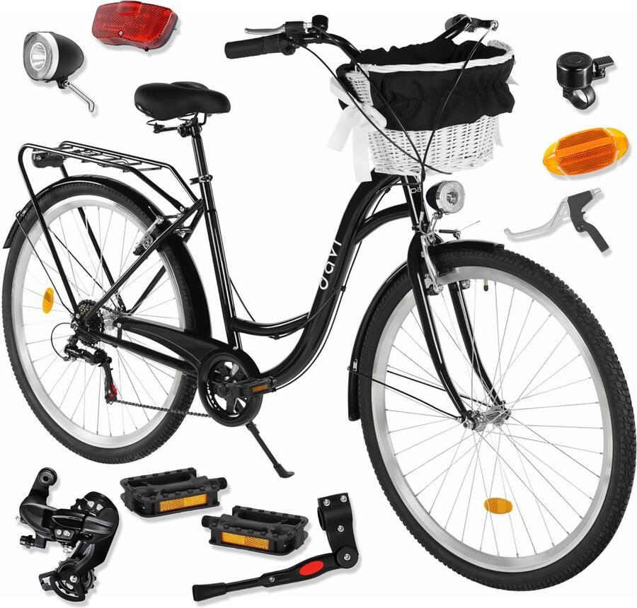 Davi Emma – Stadsfiets – 28 inch – 7 versnellingen – Shimano – V-brake – Lage instap – Zwart