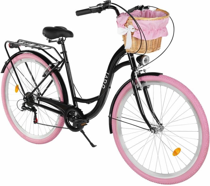 Davi Emma – Stadsfiets – 28 inch – 7 versnellingen – Shimano – V-brake – Lage instap – Zwart Roze