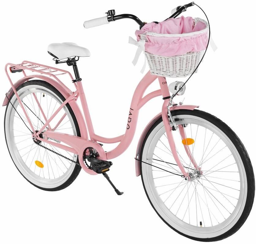Davi Lila Stadsfiets 26 inch 1 versnelling Roze Zwart Torpero 155-160 cm