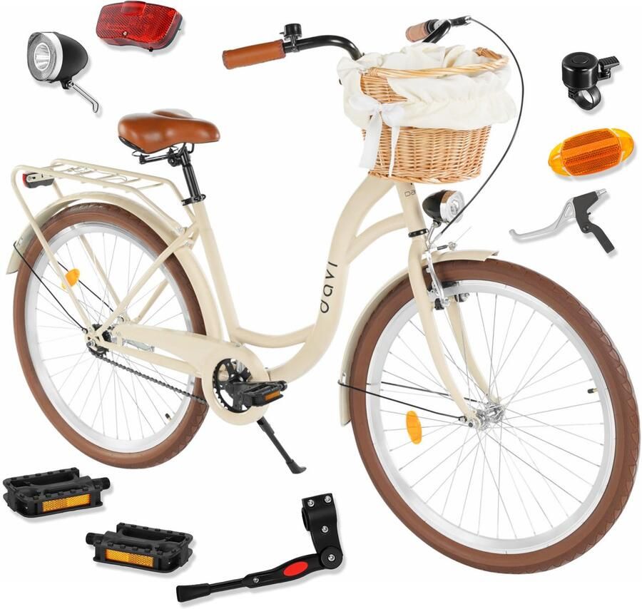 Davi Lila – Stadsfiets – 26 inch – 1 versnelling – Terugtraprem V-brake – Lage instap – 155-180 cm – Bruin