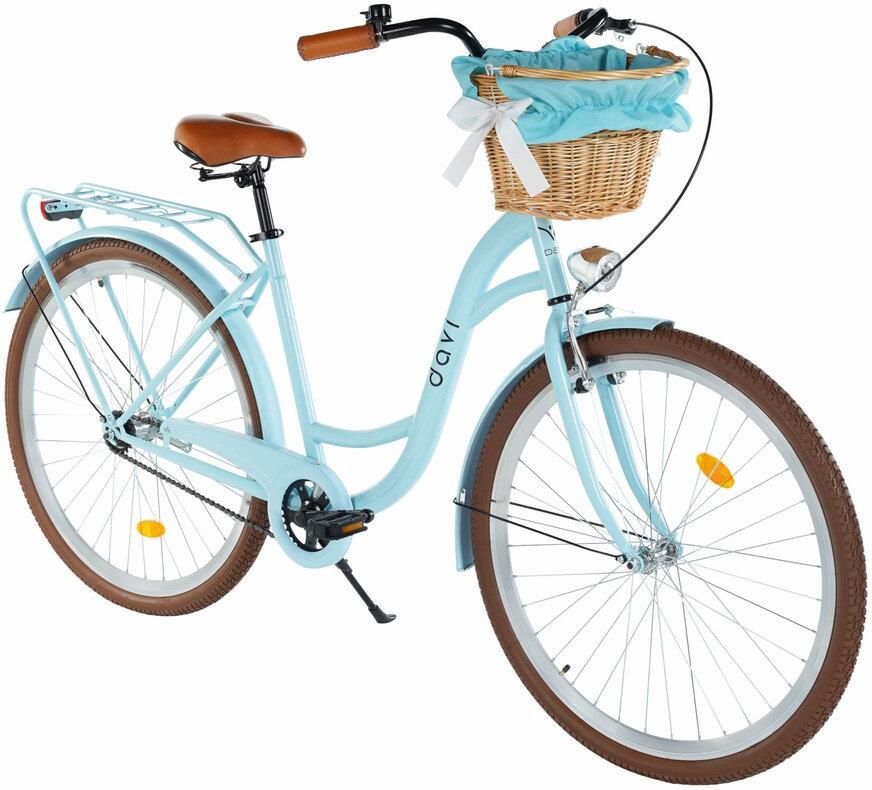 Davi Lila – Stadsfiets – 28 inch – 1 versnelling – Terugtraprem V-brake – Lage instap – 160-185 cm – Blauw Bruin