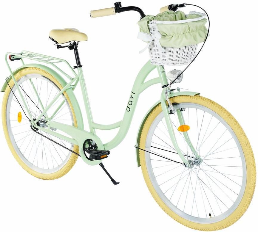 Davi Lila – Stadsfiets – 28 inch – 1 versnelling – Terugtraprem V-brake – Lage instap – 160-185 cm – Groen Creme