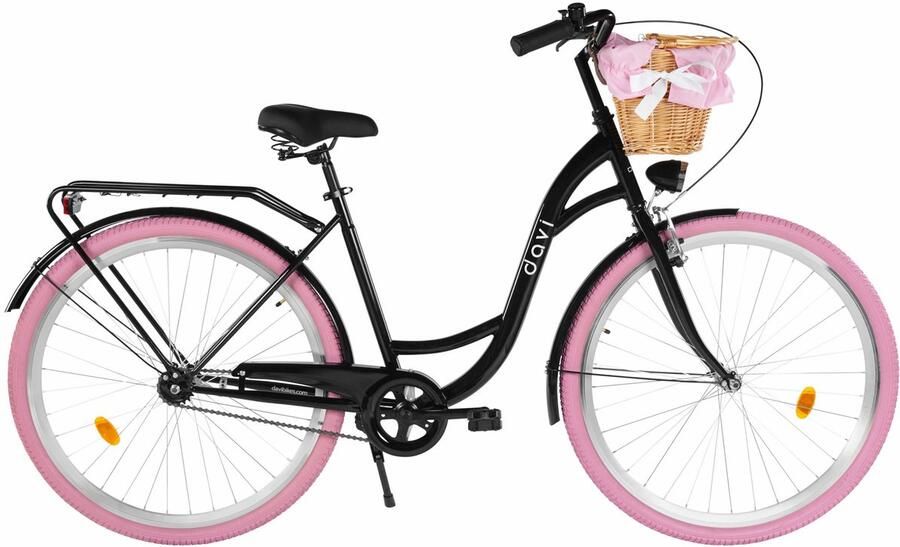 Davi Lila – Stadsfiets – 28 inch – 1 versnelling – Terugtraprem V-brake – Lage instap – 160-185 cm – Zwart Roze